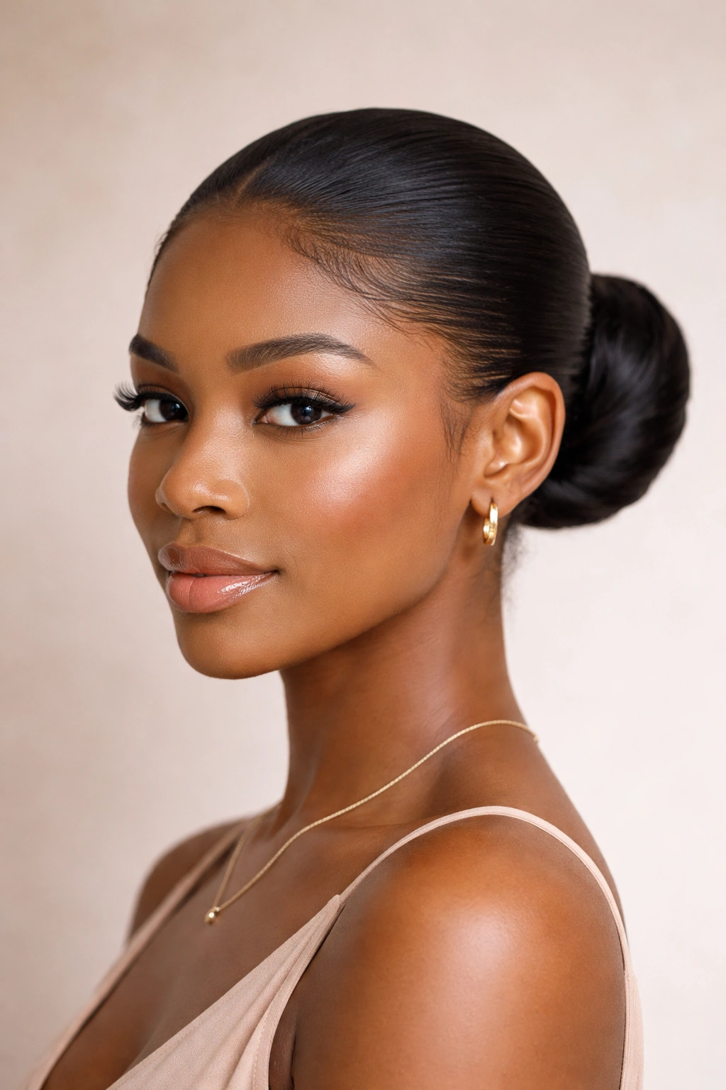 12 Cute And Simple Hairstyles For Black Women 5 Sleek slicked-back bun on a polished hairline