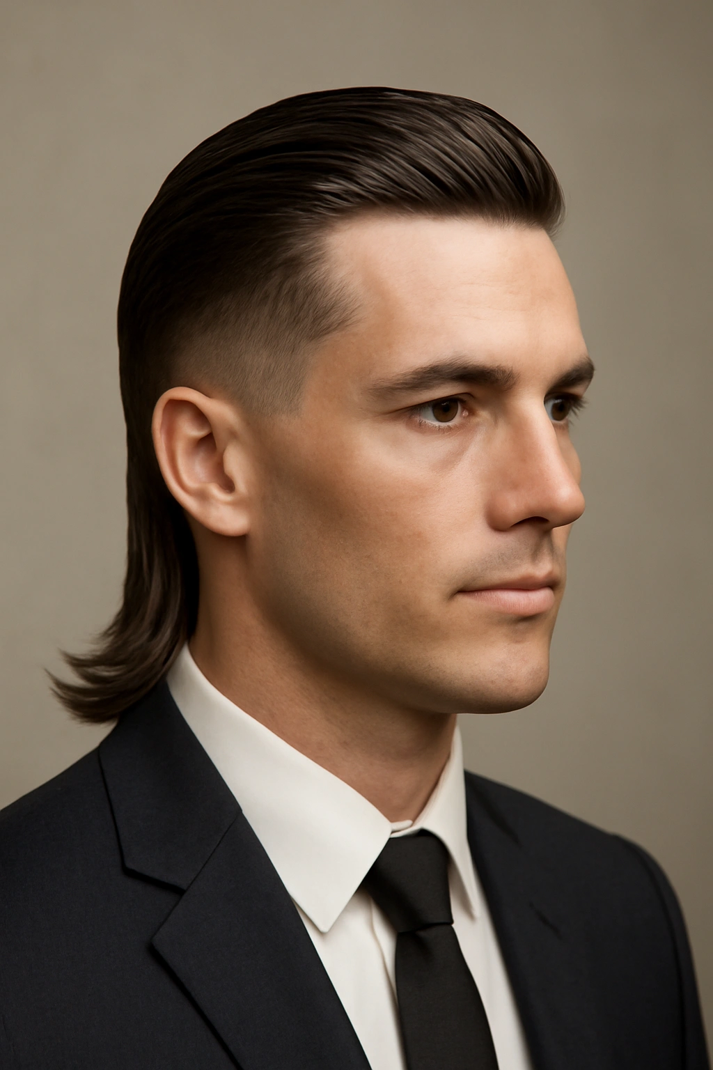 10 Short Mullet Cuts That Instantly Stand Out 7 Close-up of slicked-back mullet with tight fade