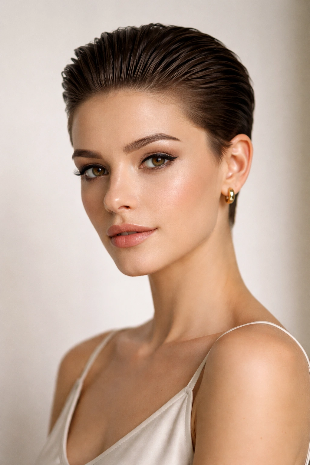 20 Short Pixie Haircuts That Practically Style 9 Slicked-back pixie with glossy finish and smooth styling