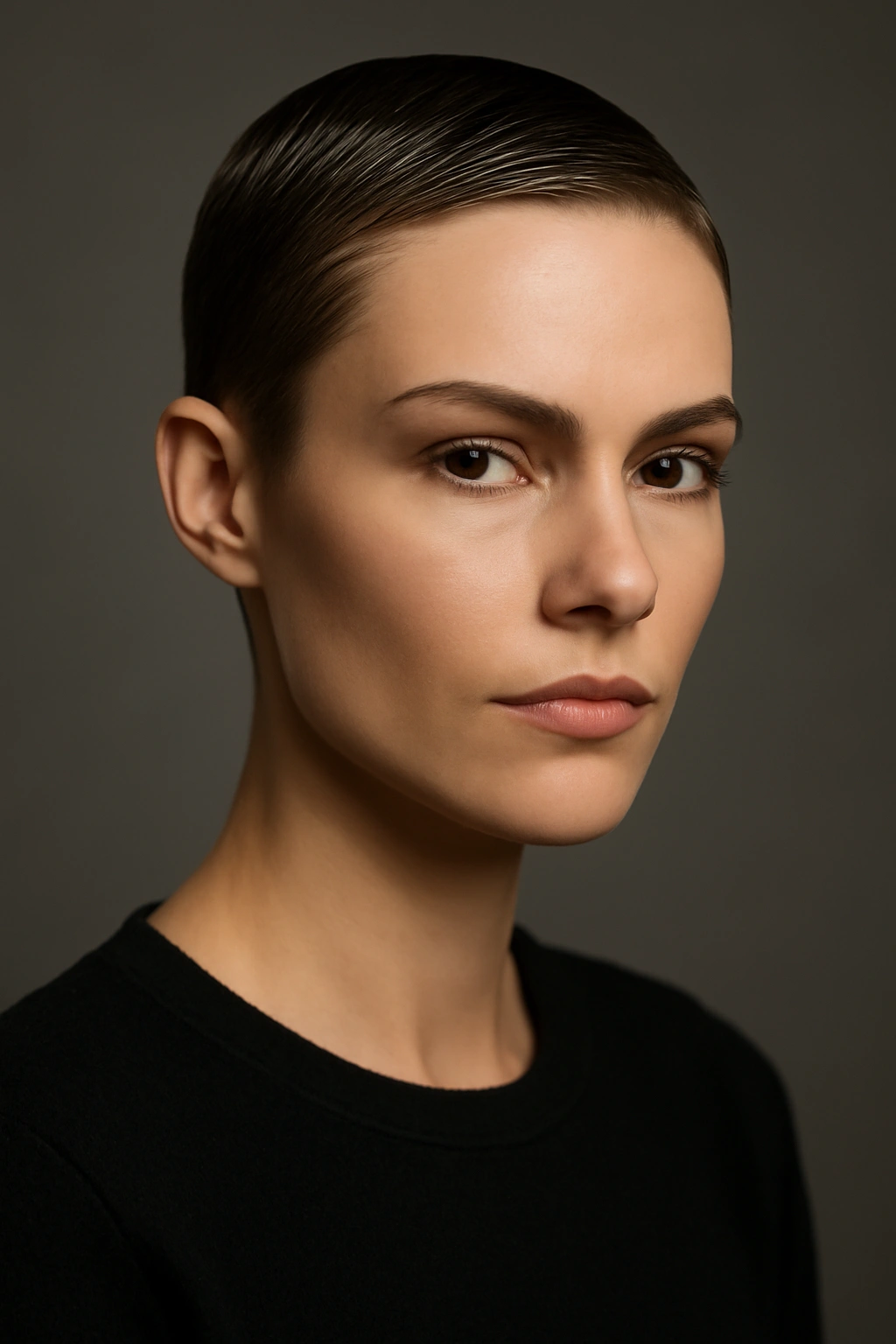 15 Short Pixie Cuts That Glow Up Your Look After 30 3 Close-up of a minimalist slicked-back pixie highlighting facial features