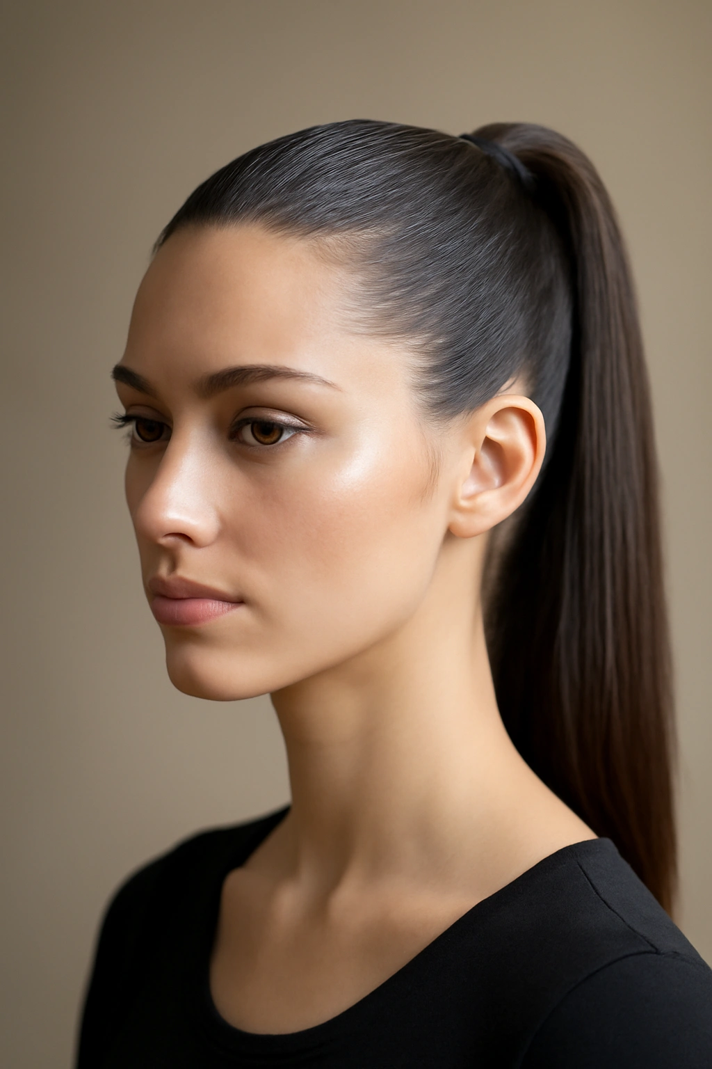 10 Helmet-Friendly Hairstyles That Stay Looking Good 3 Slicked-back high ponytail at the crown, smooth and flat against the scalp.