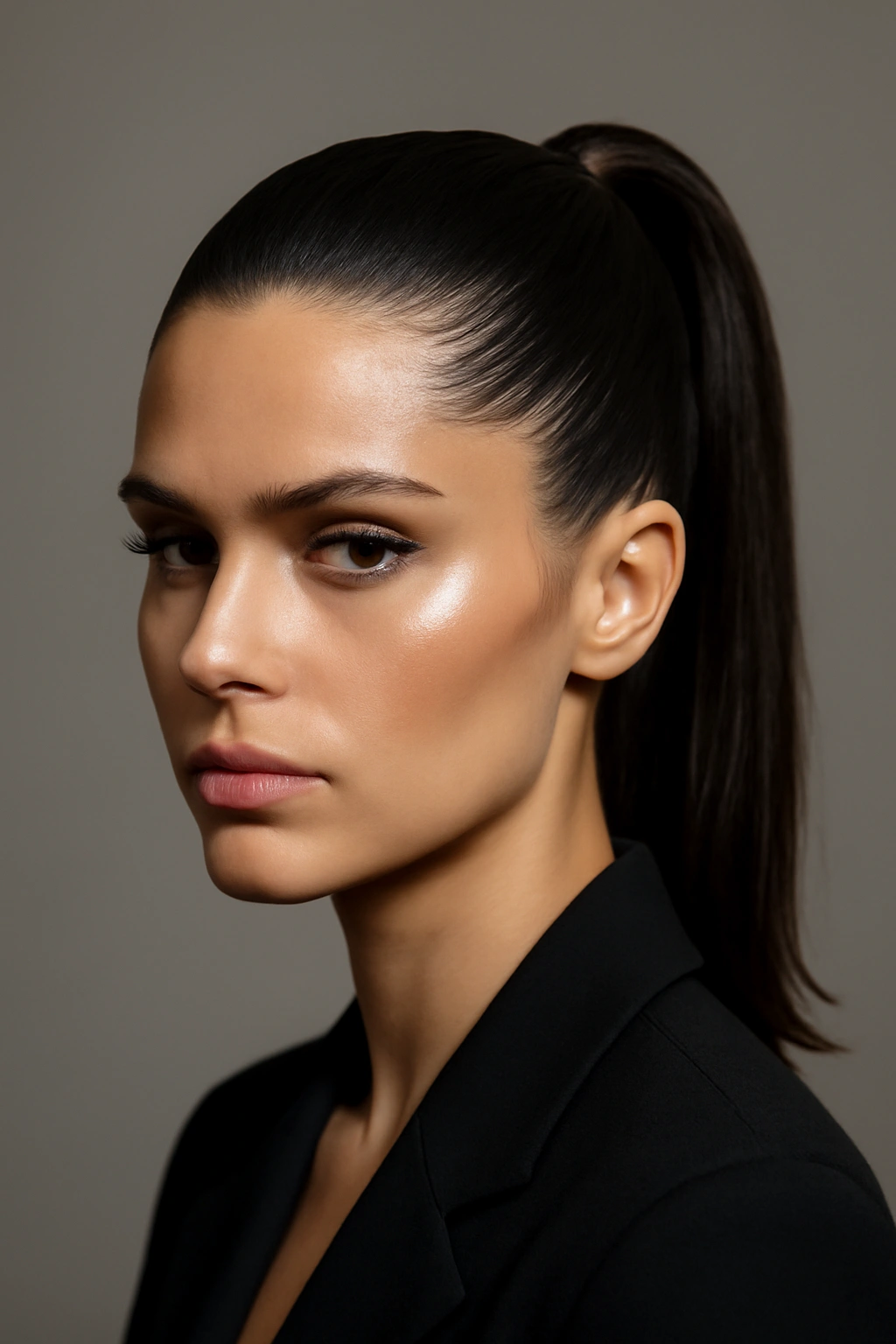10 Gorgeous Night Out Hairstyles for Short Hair 6 Slicked-back high ponytail with glossy finish and clean silhouette