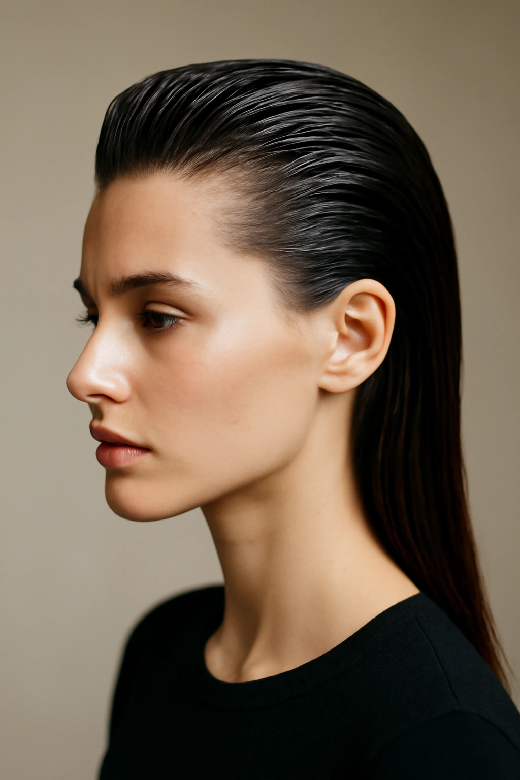 10 Pompadour Hairstyles for Women With Longer Hair 10 Slicked-back wet-look pompadour with high shine on long hair