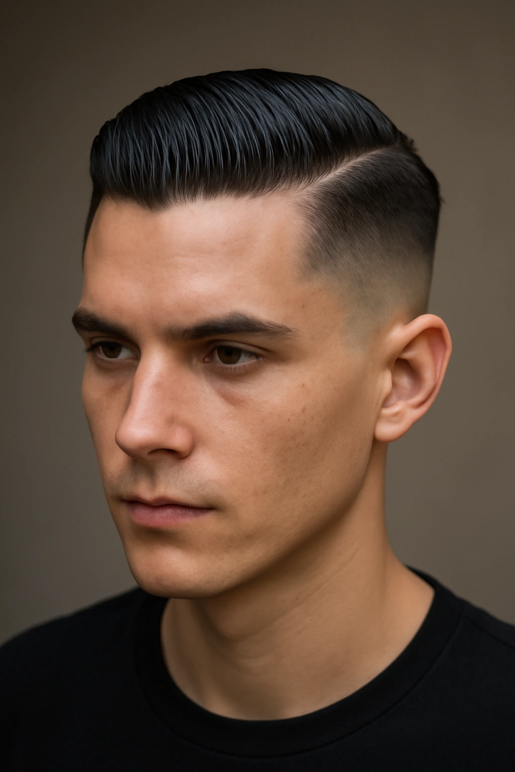 10 Edgy Short Hairstyles That Take Undercuts to Another Level 10 Portrait of a person with a slicked undercut and glossy top