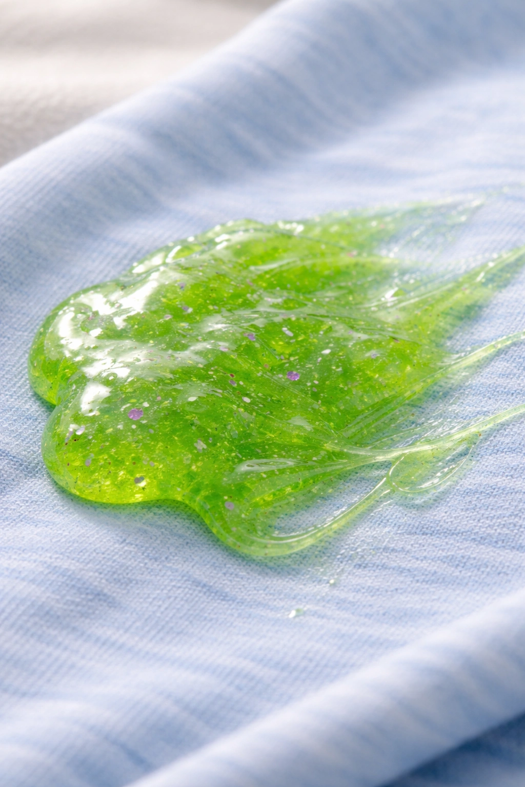 Slime stain on fabric close-up
