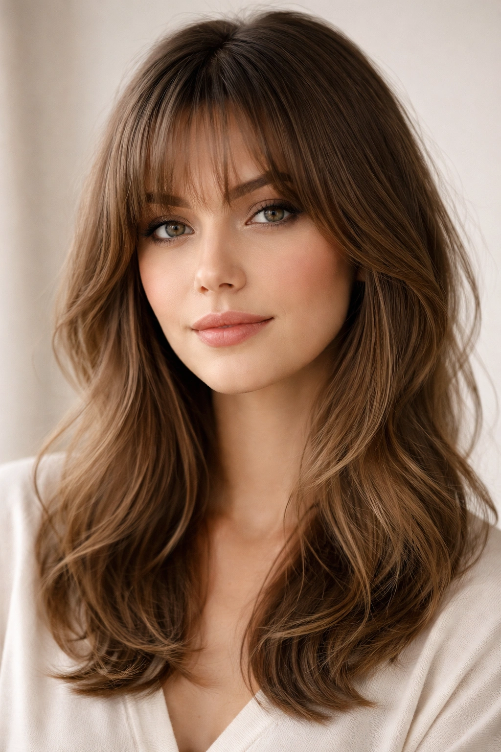18 Bangs To Try With Medium Length Hair 18 Soft blended bangs gradually merging with hair without a hard edge