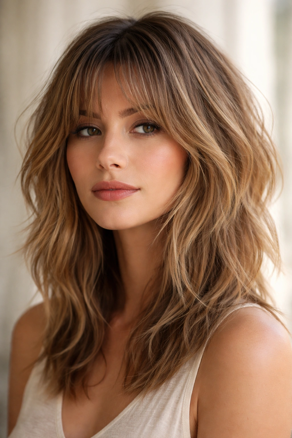 18 Medium Shaggy Cuts With Built In Movement 16 Close-up of soft choppy layers shag with subtle texture