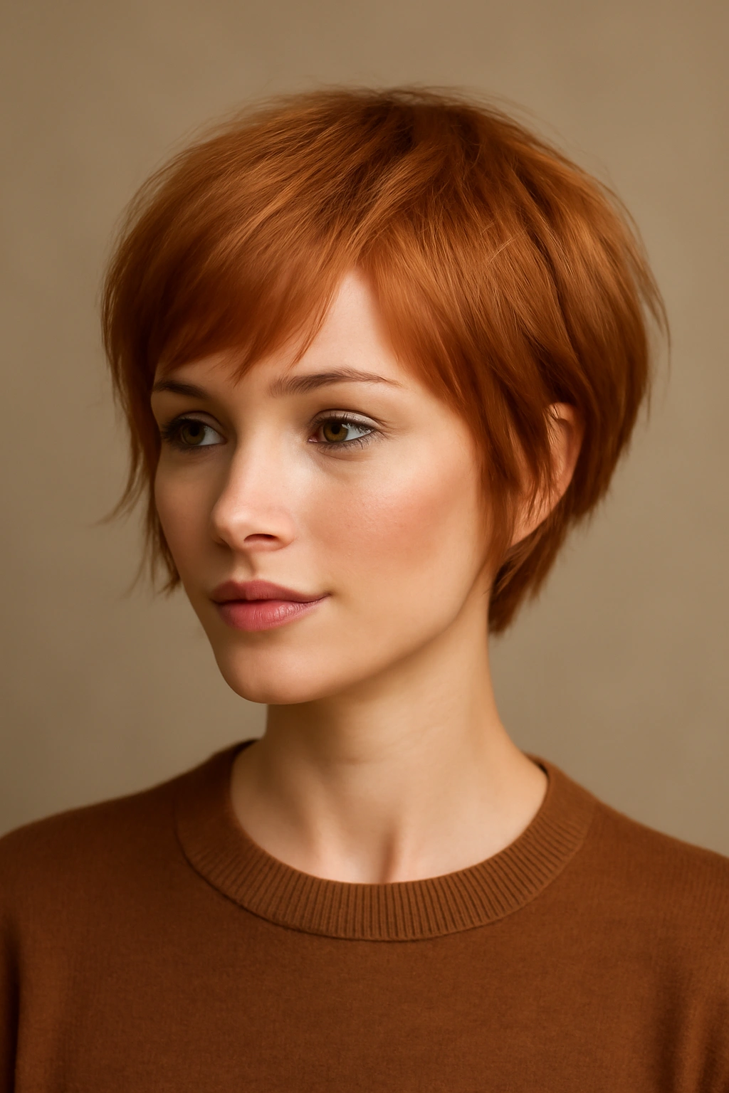 10 Short Copper Haircuts With a Warm Gorgeous Glow 5 Soft copper pixie bob hybrid with face-framing front pieces.