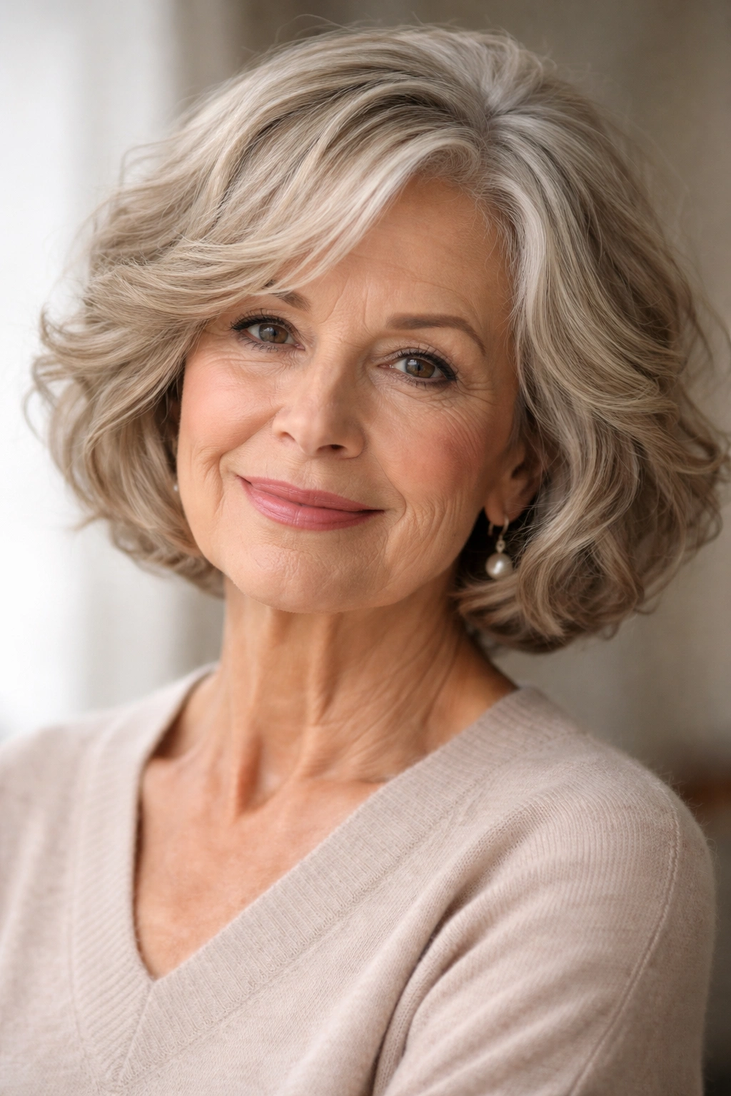 15 Hairstyles For Women Over 70 With Fine Hair 12 Chin-length soft curled bob with gentle waves