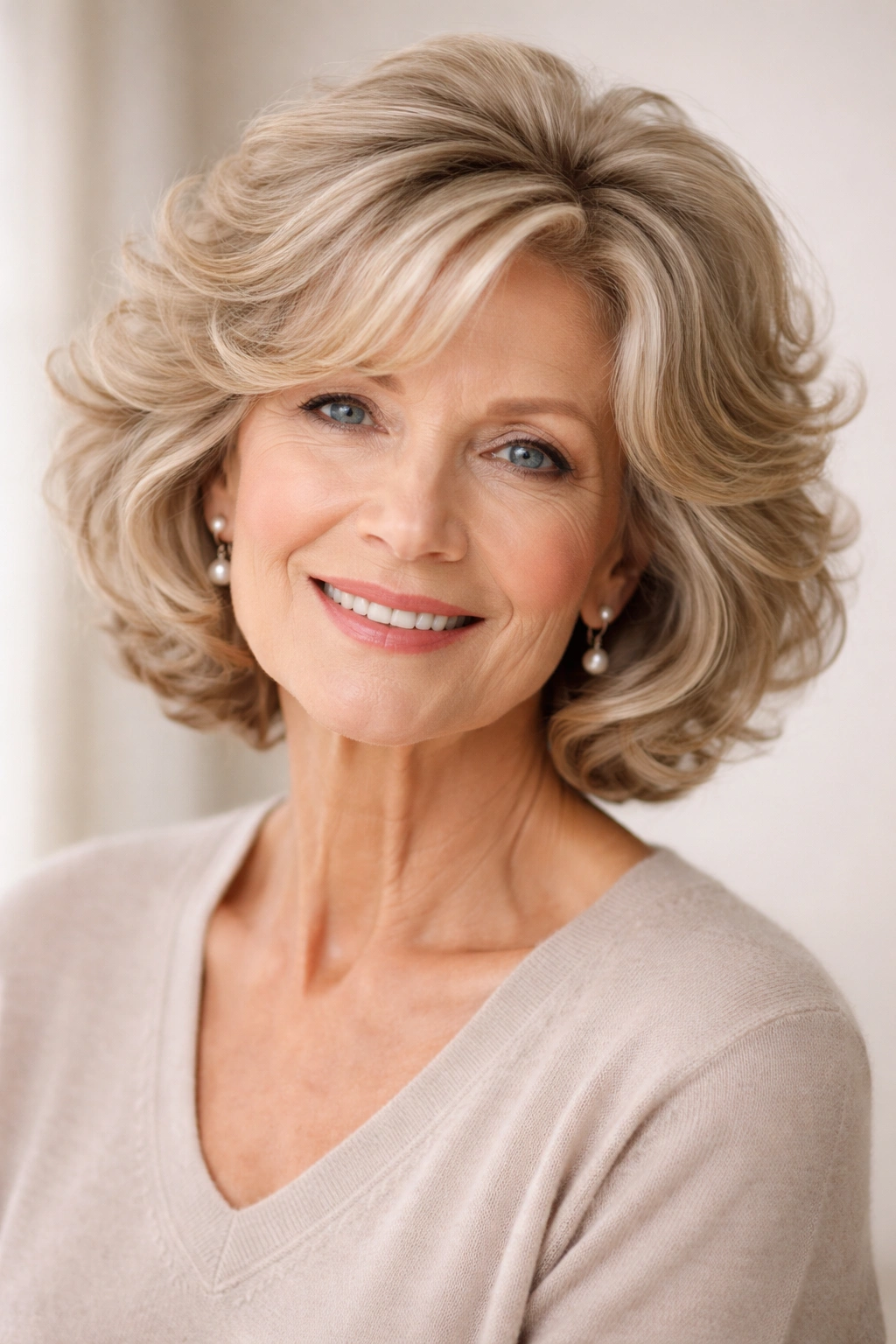 Chin-length hair with soft undone waves and crown volume