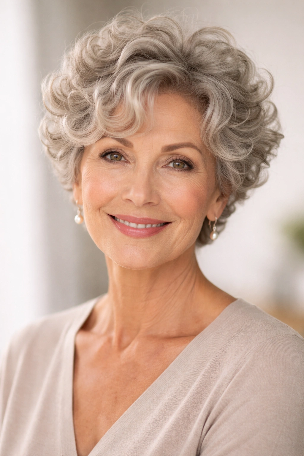 Close-up of a short curly crop with lift and defined curls