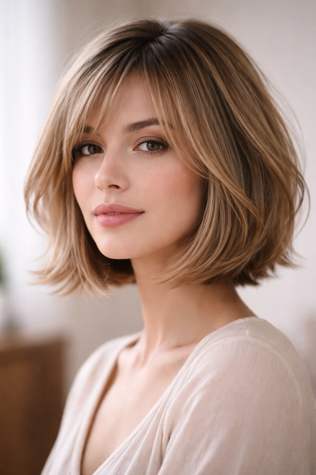 12 Modern Bob Cuts For Straight And Wavy Hair 9 Soft feathered bob with wispy tapered ends and layered texture.