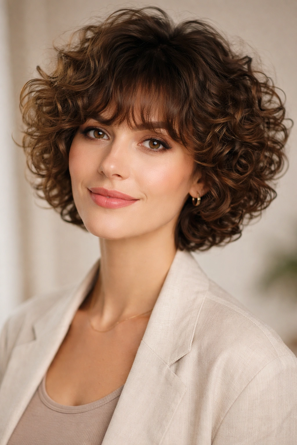 20 Short Curly Hairstyles Women Over 30 Love 14 Soft fringe with curly volume and bounce framing the face