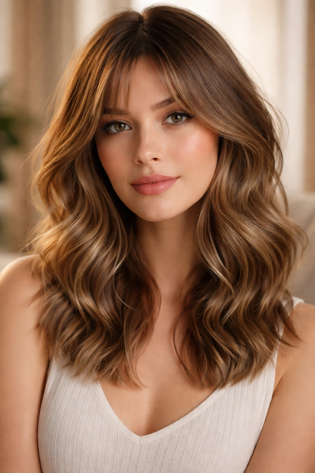 Soft layered waves on wavy hair with subtle movement