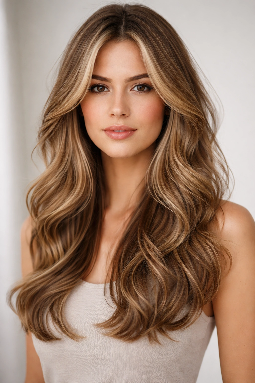 Soft layers with waves hairstyle showing gentle layers and natural movement