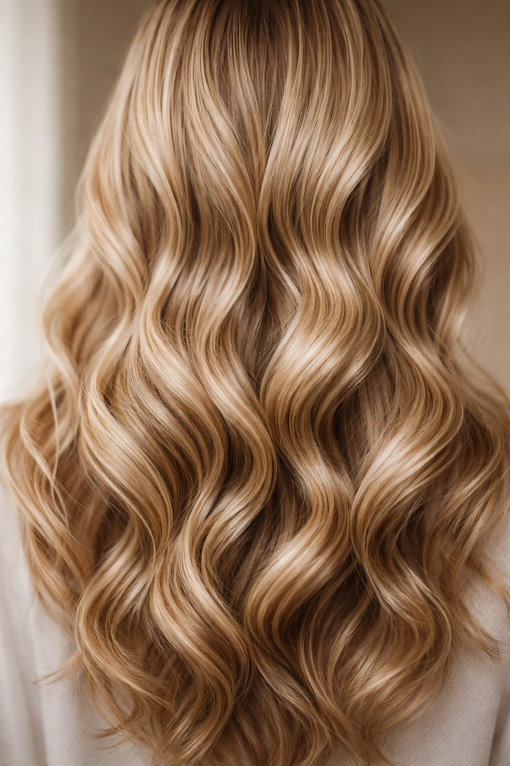 Series of soft S-shaped waves along hair length showing volume
