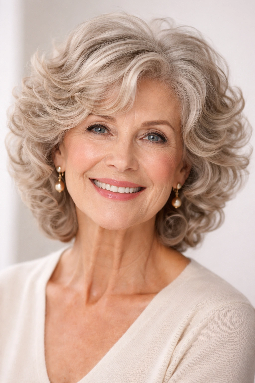 Hair with soft sculpted layers on a mature woman