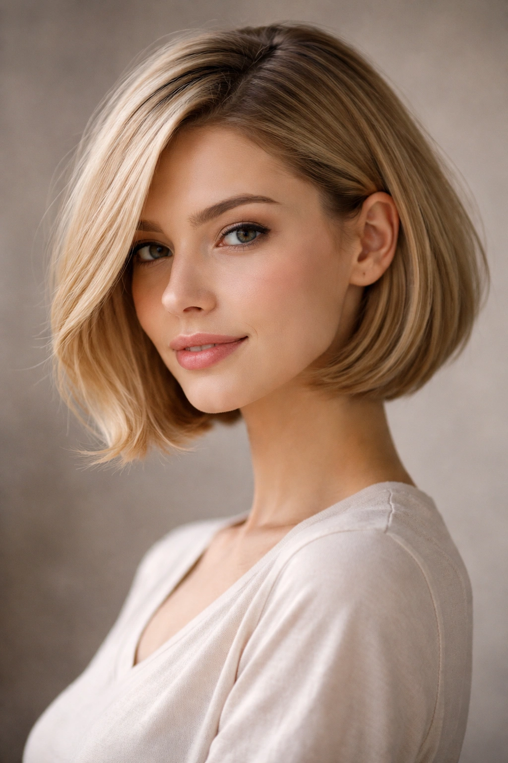 15 Short Bob Styles Sorted By Hair Texture 5 Soft side-parted bob on thin straight hair showing volume from the part.