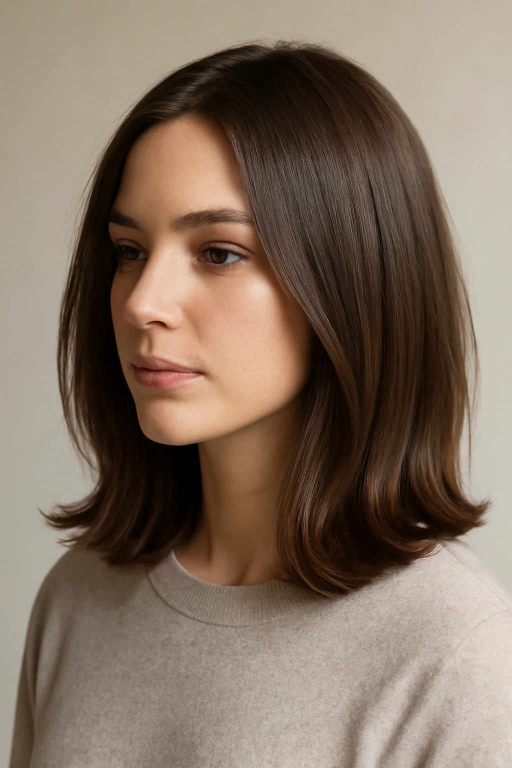 12 Straight Styles That Make Shoulder-Length Hair Look Amazing 3 Shoulder-length straight hair with soft texture and subtle bends