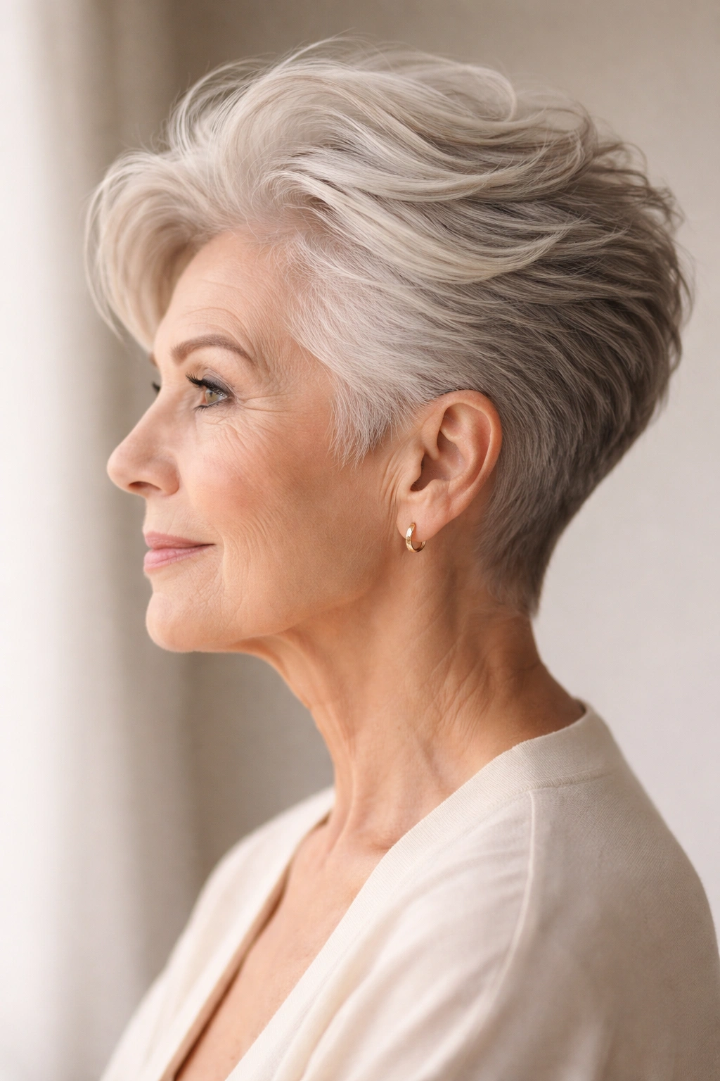15 Hairstyles For Women Over 70 With Fine Hair 11 Profile view of soft undercut with long top hair