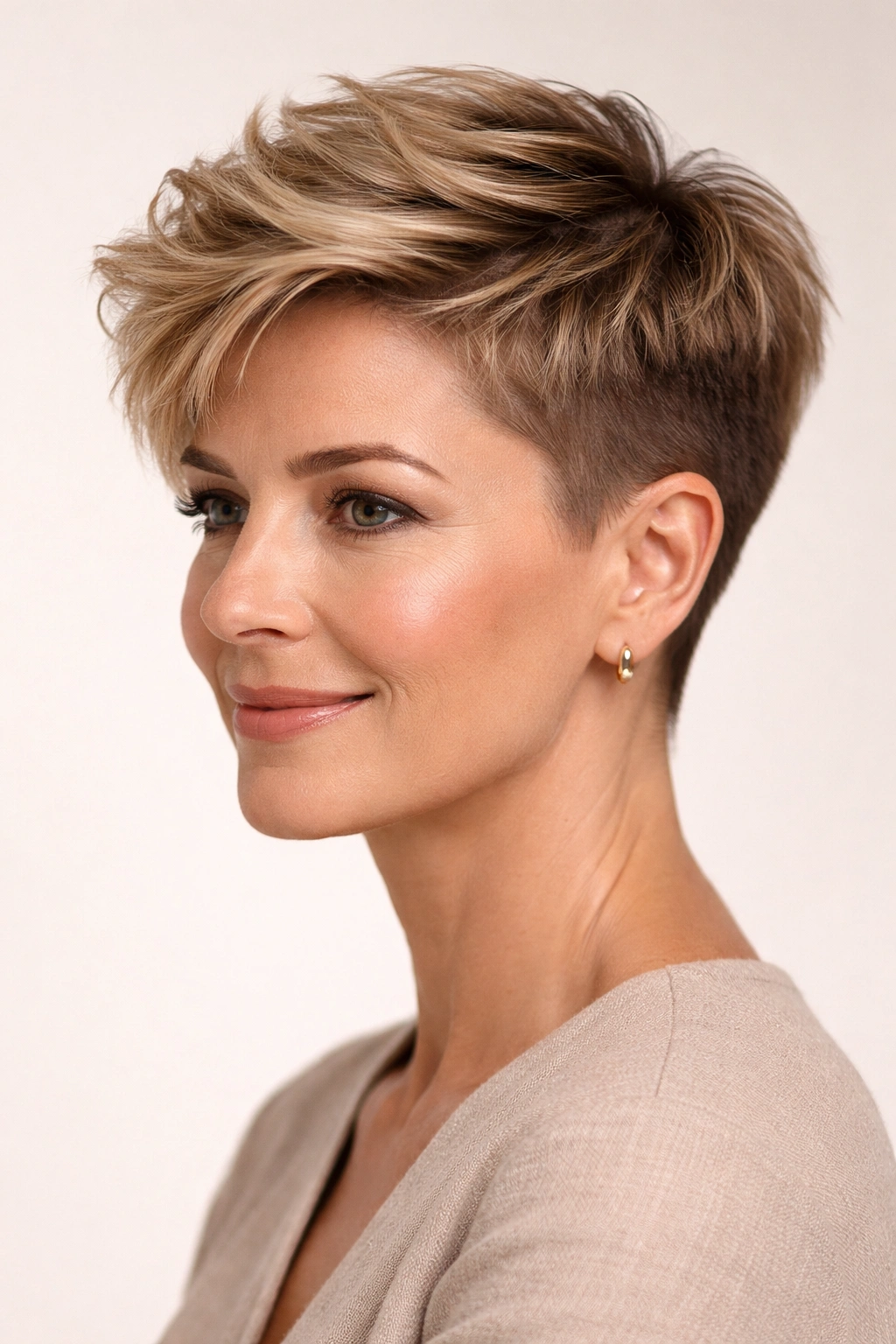 Soft undercut with longer textured top and short sides.