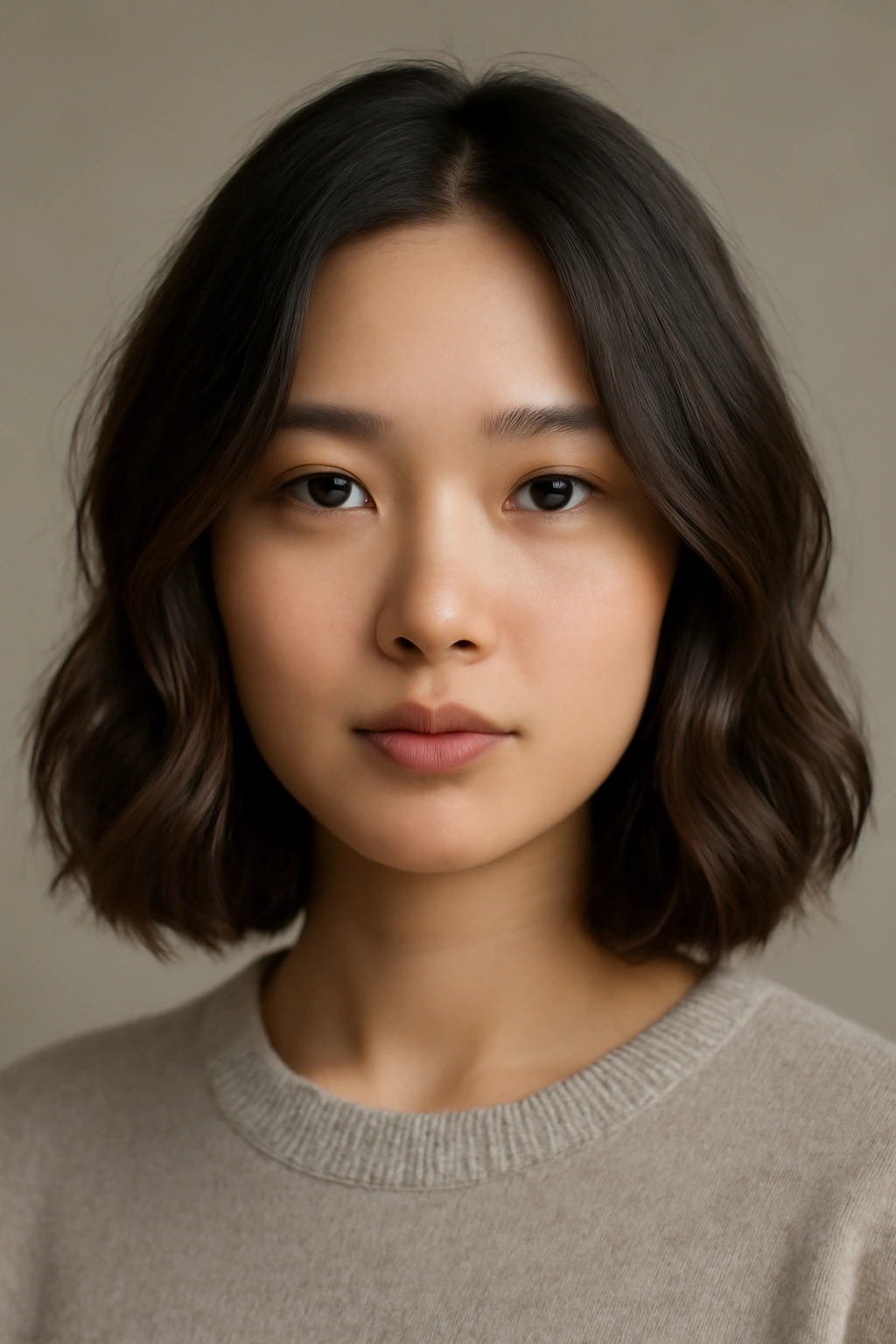 10 Short Bob Haircuts for Asian Women to Bookmark 3 Asian woman with soft wave curtain bob and center part.