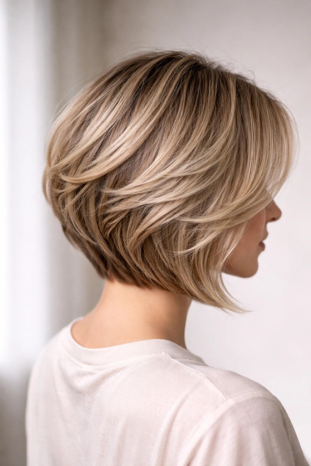 10 Stacked Angled Bobs That Boost Fine Hair 3 Close-up of soft-wave feathered stack with gentle waves and smooth layering