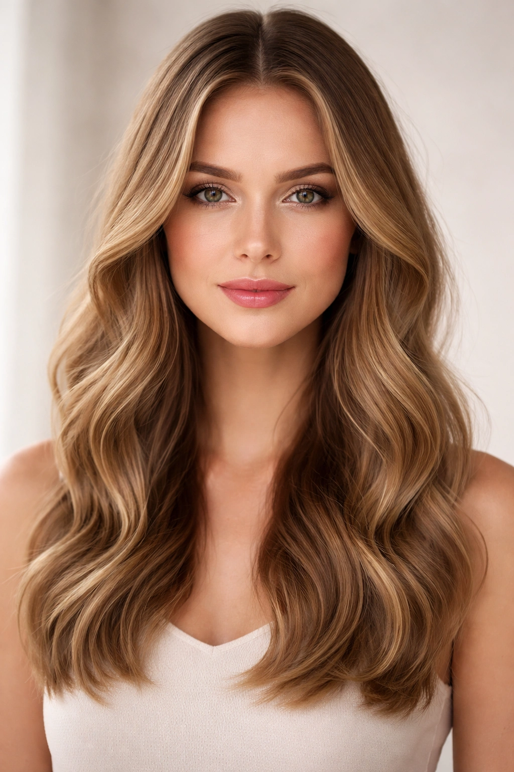 15 Hairstyles That Flatter An Oval Face Shape 7 Close-up of hair with soft waves parted center, emphasizing symmetry
