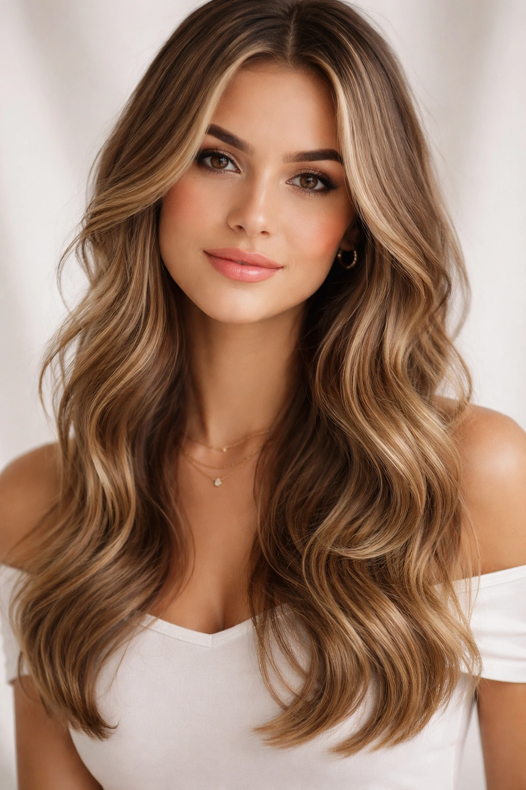 Soft waves hairstyle with front face-framing pieces framing the face