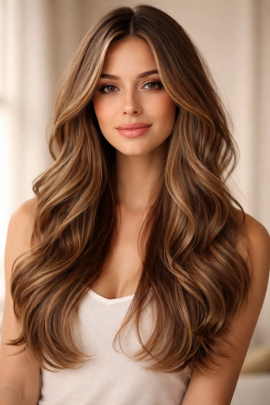 20 Long Face Hairstyles With And Without Bangs 11 Romantic soft waves with longer face-framing layers