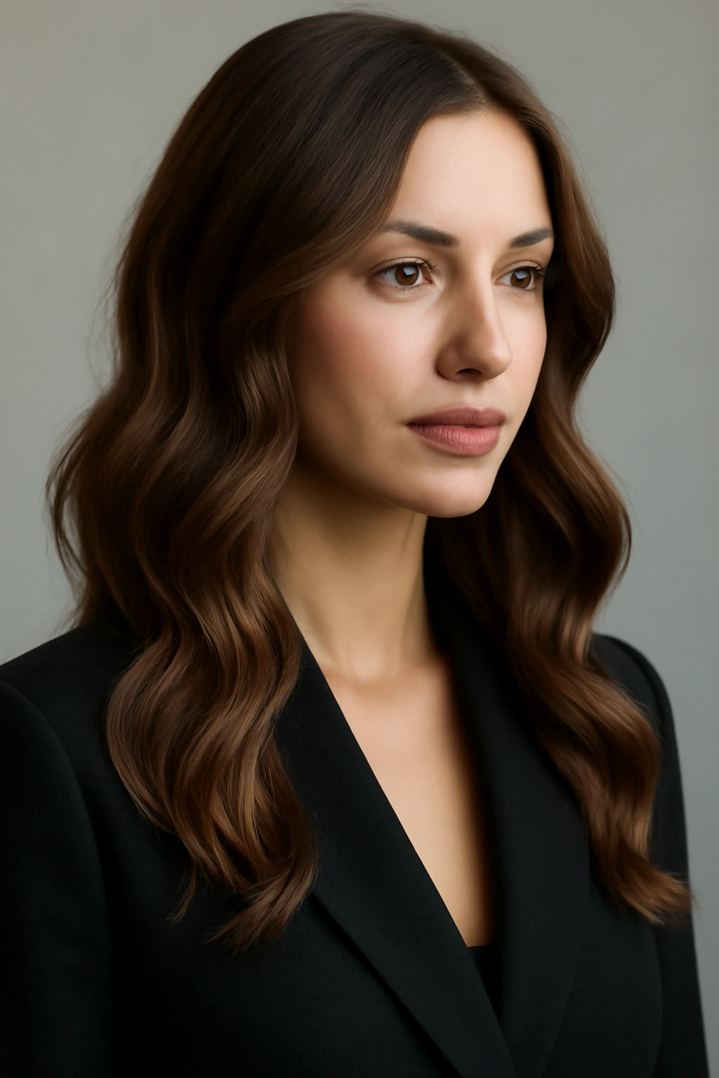 10 Hairstyles That Instantly Elevate Any Blazer Outfit 2 Close-up of Soft Waves hairstyle with movement framing the face in a blazer-ready portrait