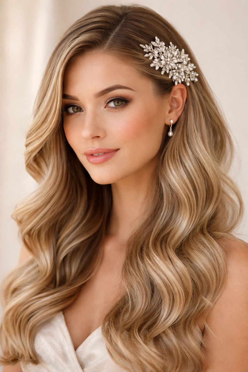 Soft waves with a jeweled comb accent on the side