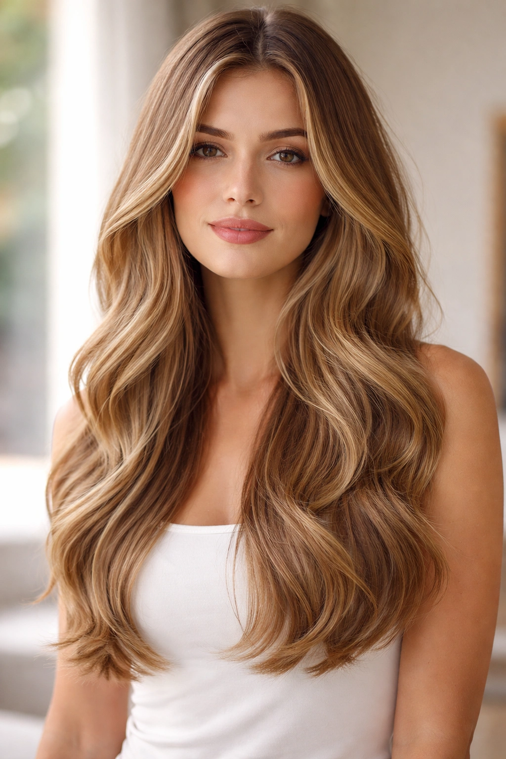 Long hair with soft waves and minimal layering