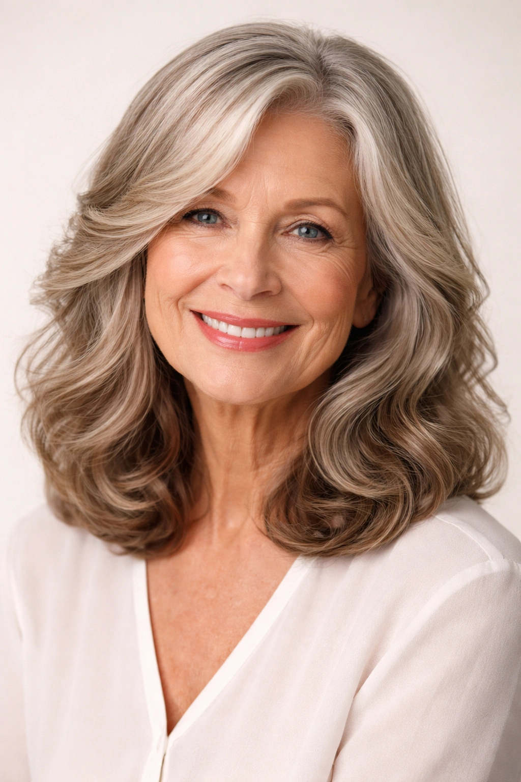 Medium-length hair styled in soft waves