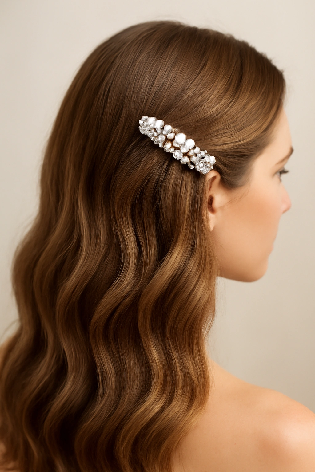 25 Effortless Long Hair Hairstyles Every Woman Needs 24 Soft waves accented by a pearl clip for an elegant look