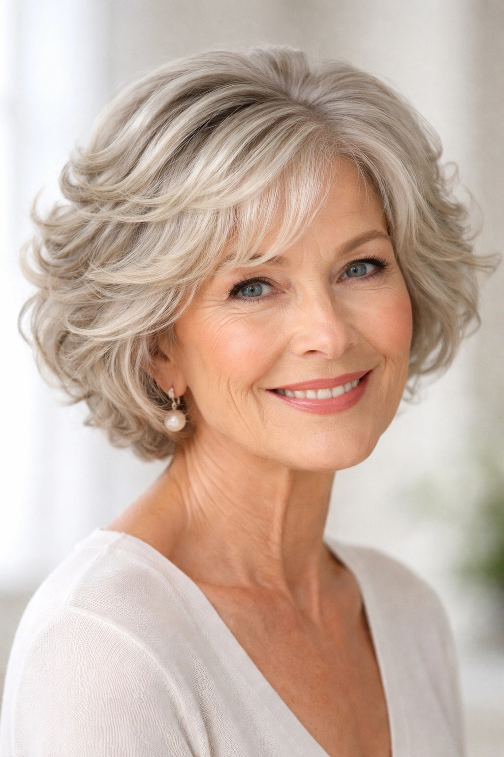 Close-up of a short hairstyle with soft waves