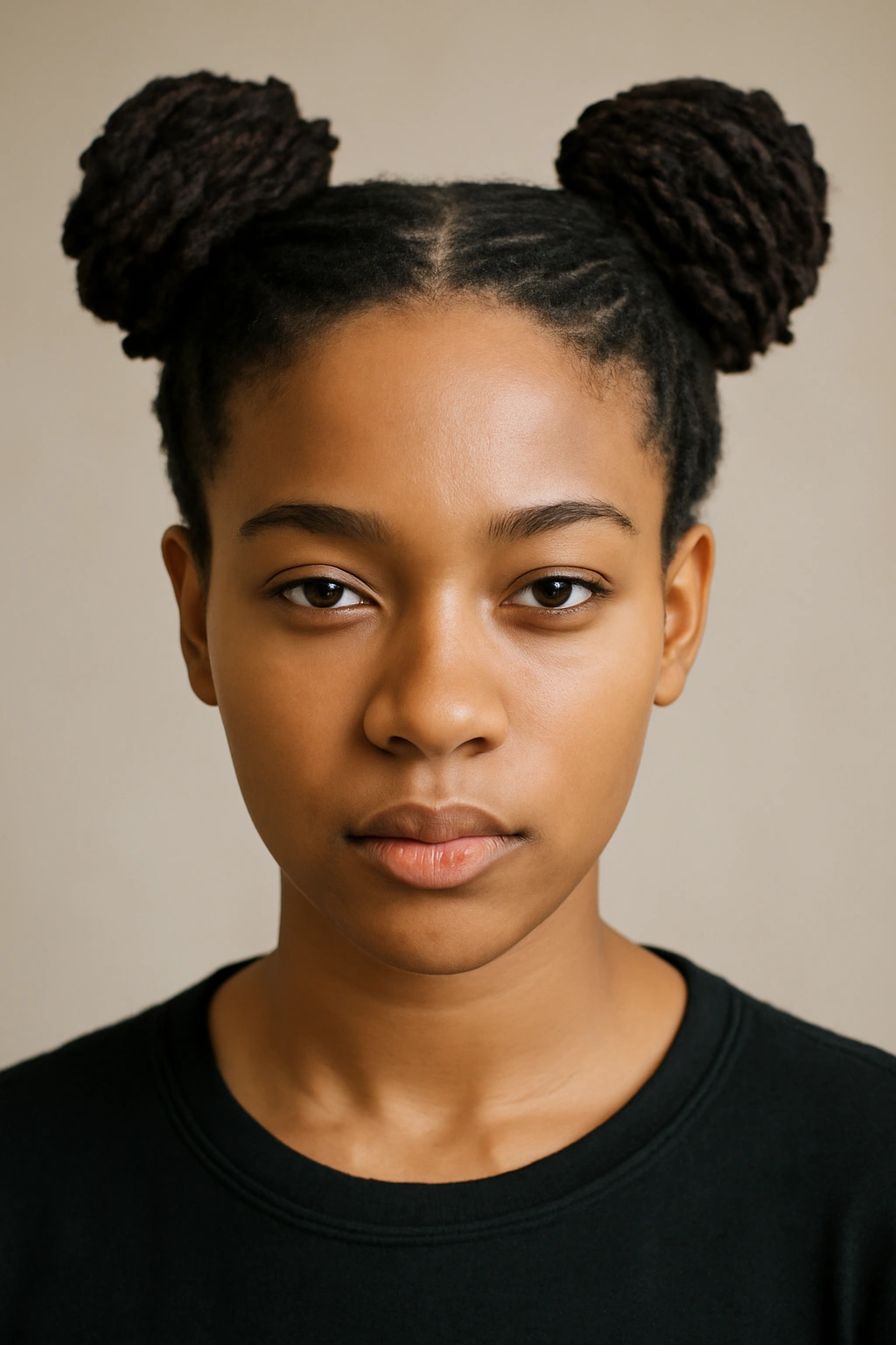12 Short Loc Styles Women Are Obsessed With Right Now 4 Two high space buns made from short locs on opposite sides of the head