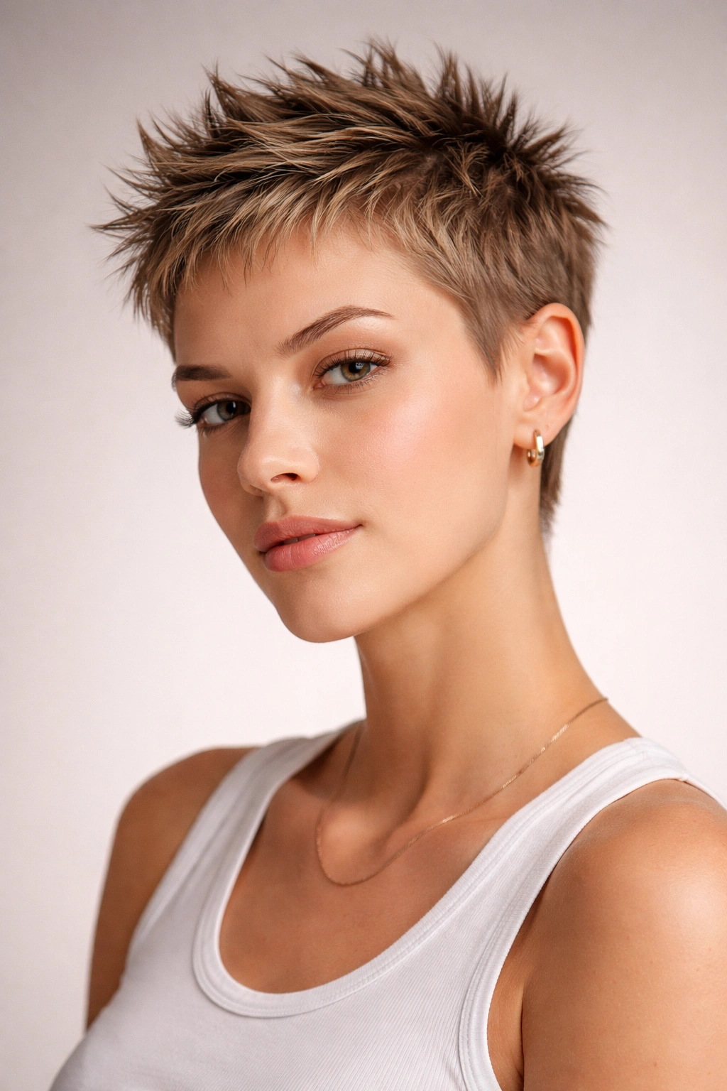 Close-up of spiky crop with top spikes and short sides
