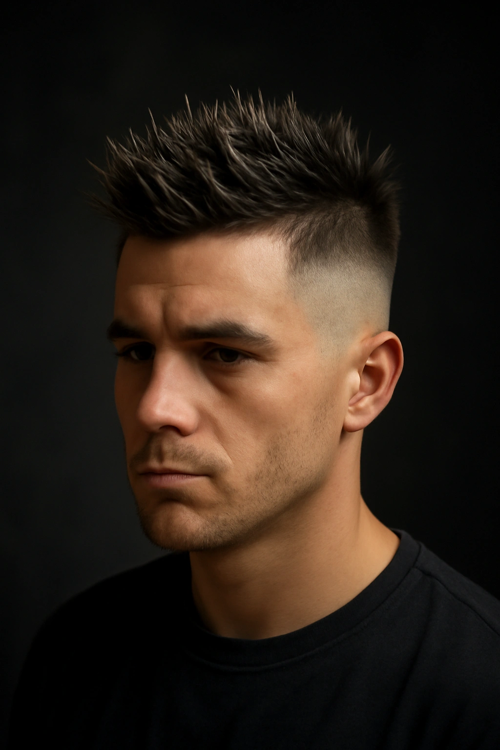 10 Edgy Short Hairstyles That Take Undercuts to Another Level 3 Front view of faded spiky undercut with distinct spikes and a sharp fade