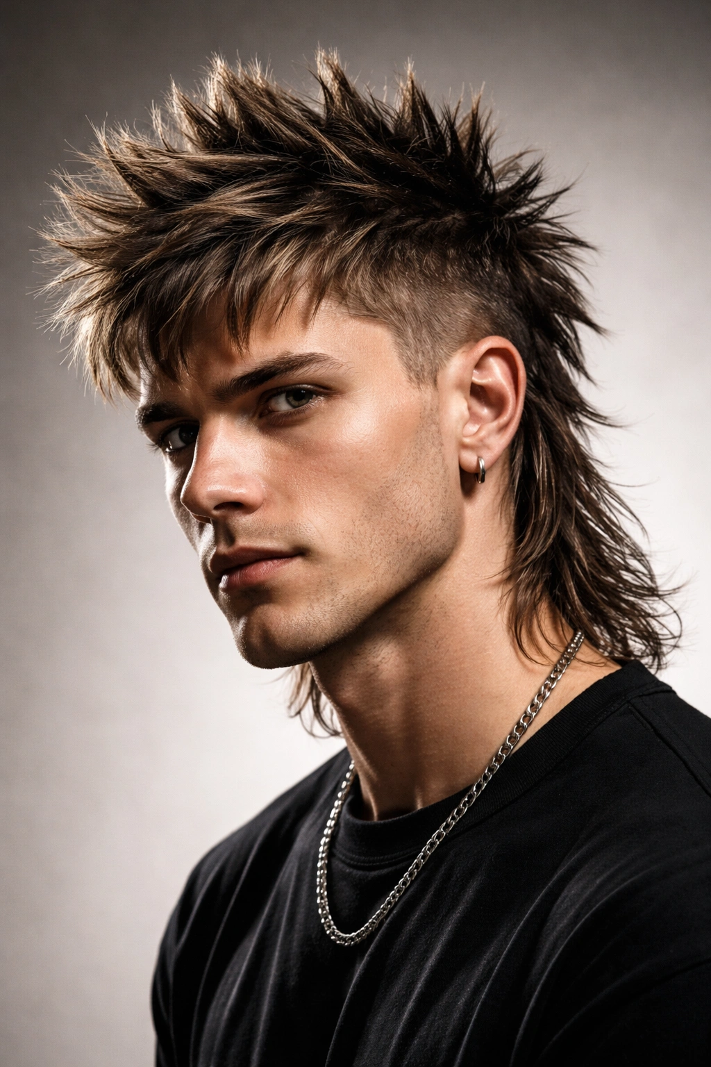 Person with spiky mullet showing spikes on the crown
