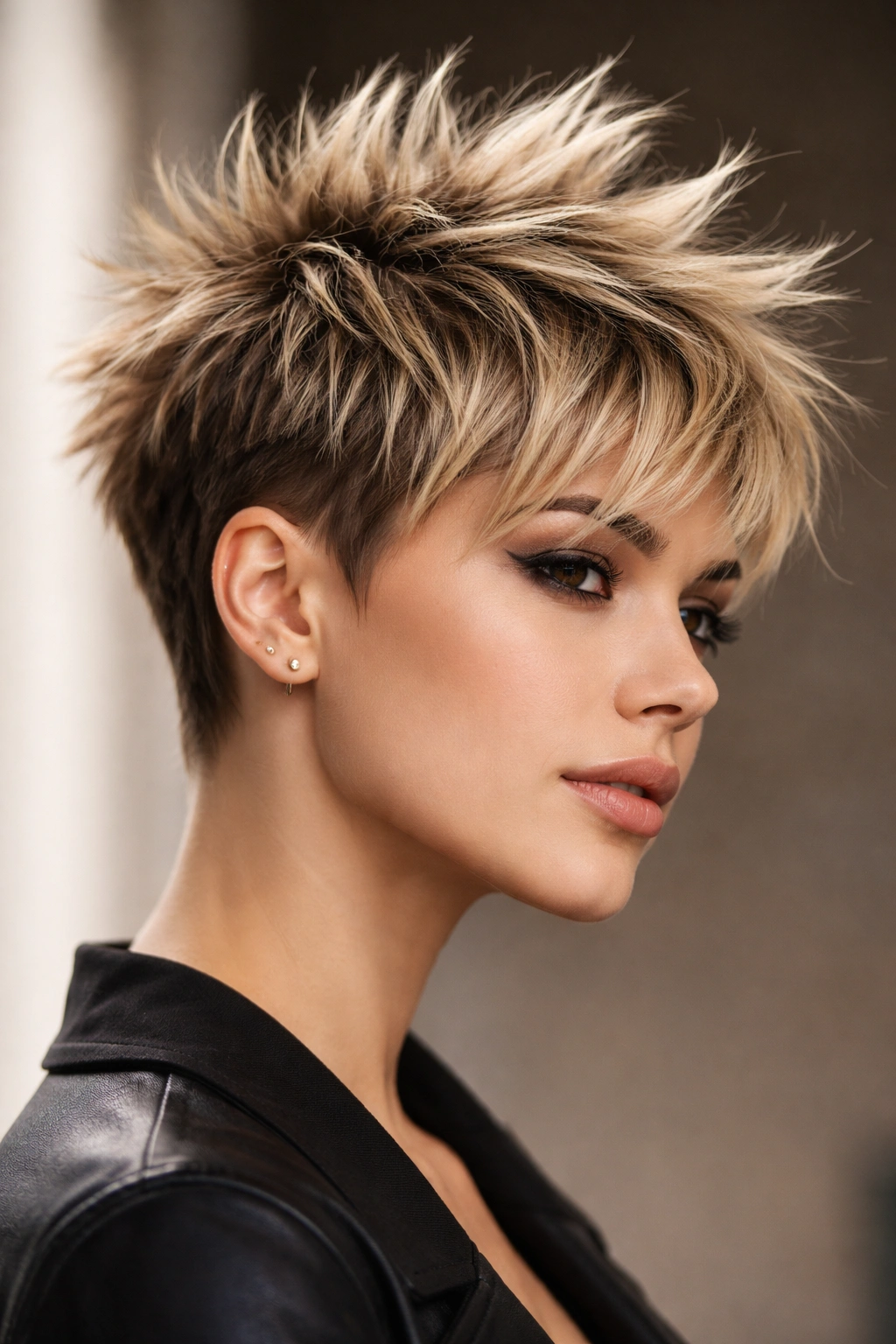 15 Choppy Pixie Cuts Full Of Edge And Texture 3 Spiky crown pixie showing spike-like layers at the crown