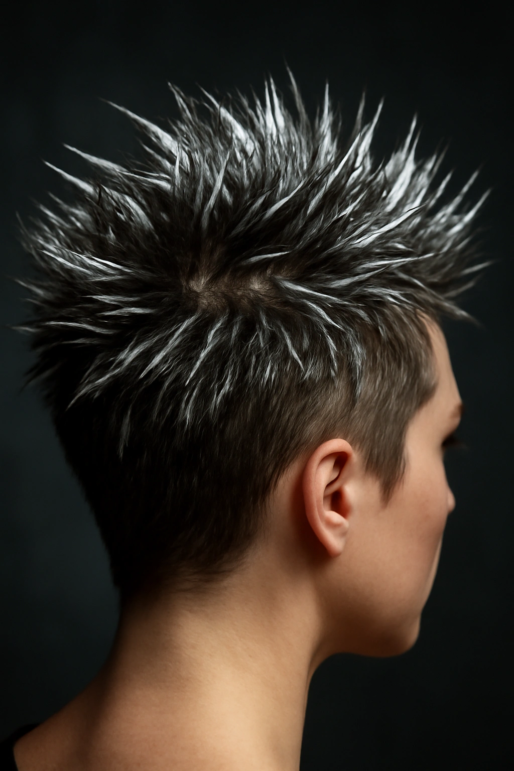 10 Gorgeous Night Out Hairstyles for Short Hair 10 Short spiky hair with metallic shine under dramatic studio lighting