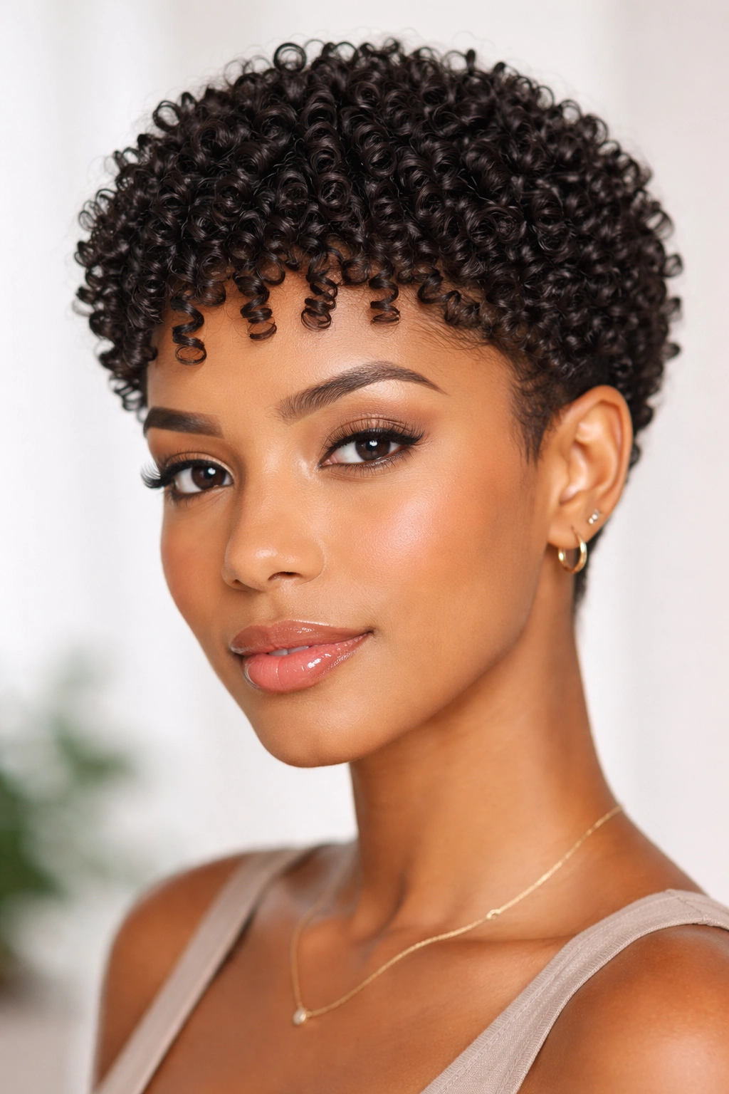Close-up of The Spiral Curl Crop showing tight spiral curls