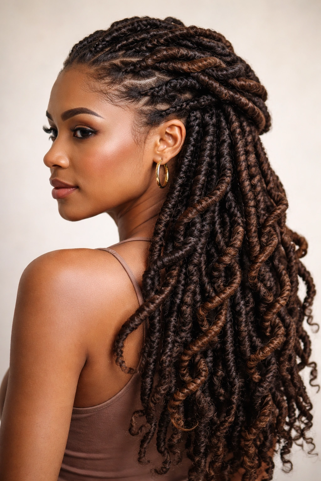 15 Dreadlock Styles For Women At Every Length 10 Locs twisted into spirals forming dynamic curves along the head.