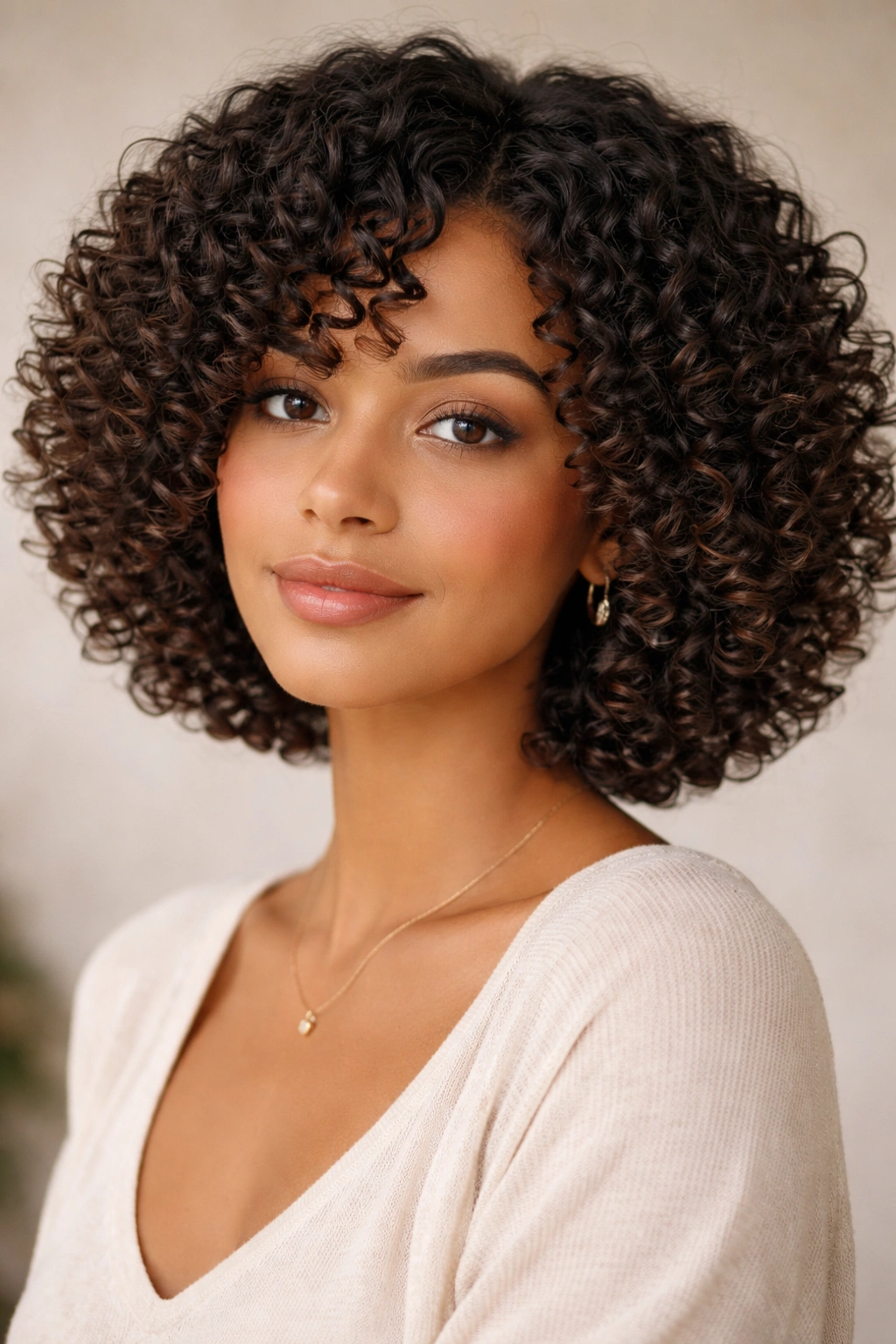 20 Curly Bob Styles For Natural And Permed Curls 7 Portrait of Spiral Ringlet Bob with defined spiral curls at chin length