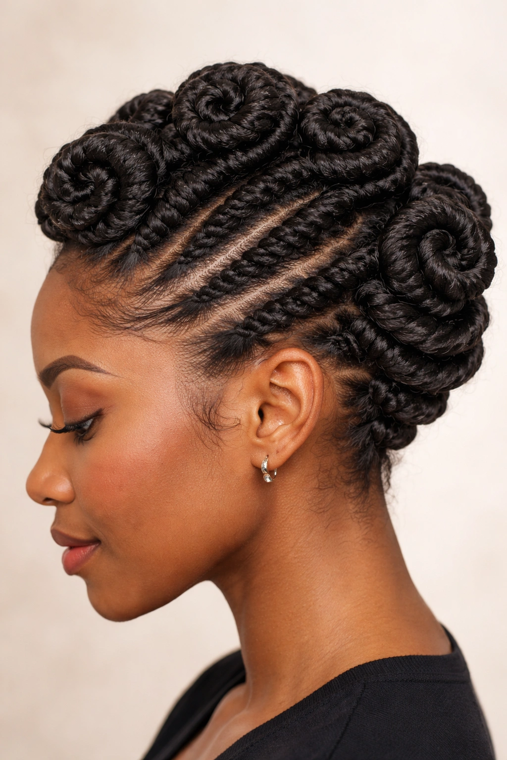 Spiral flat twists coiled into spirals with pins
