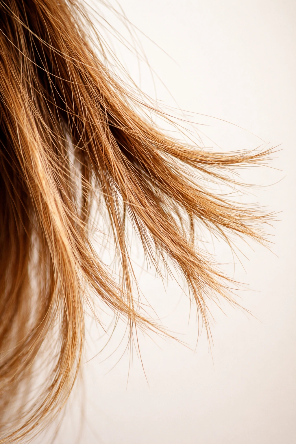 Macro close-up of split ends and rough hair texture indicating overdue trim.