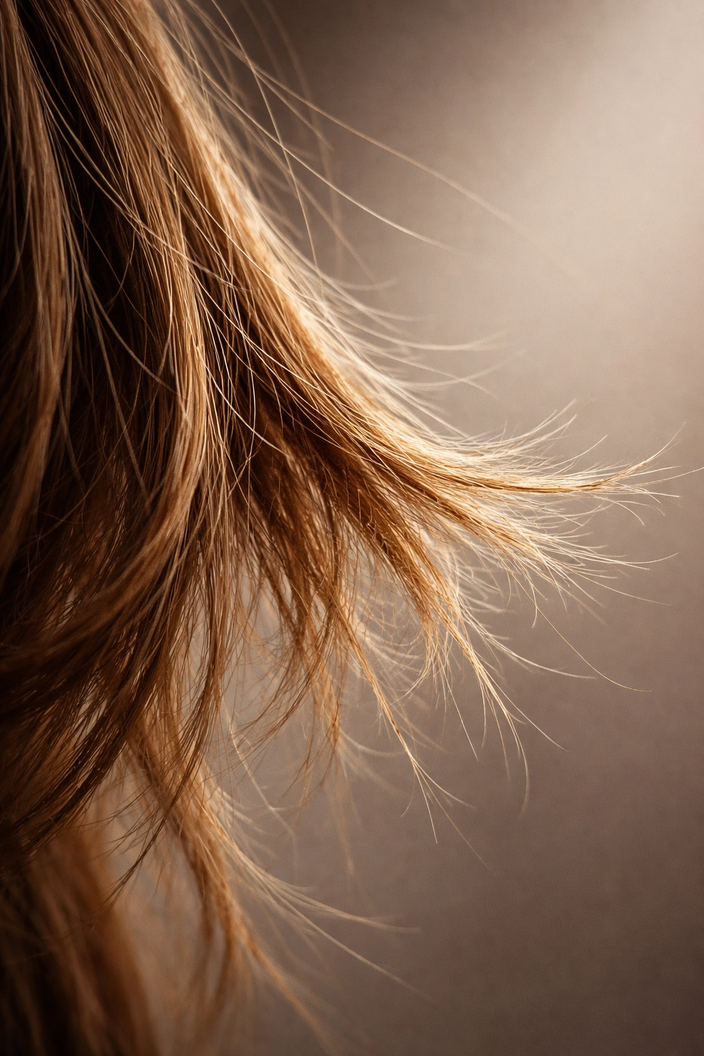 Close-up of hair ends with split ends and dull texture indicating need for a trim