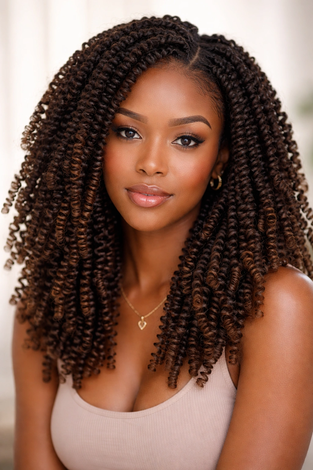 Voluminous spring twists with bouncy coil texture