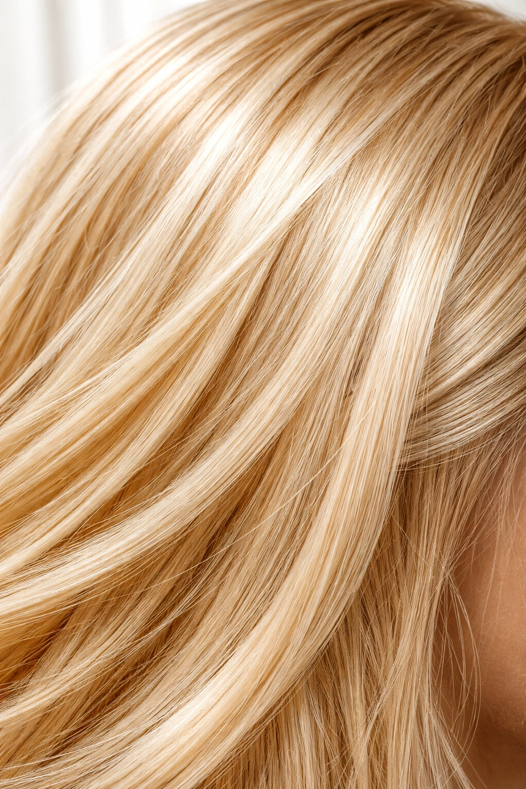 Close-up of ultra-clean, oil-free hair texture